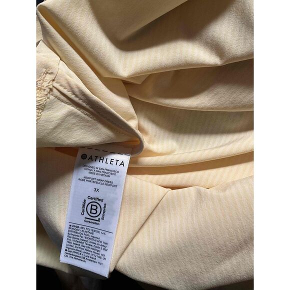 Athleta Womens Yellow Short Sleeve Midi V-Neck Wrap Dress Size 3X - Picture 4 of 5